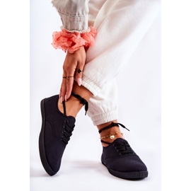 PE1 Női klasszikus tornacipő, megkötve, fekete Dellis 2