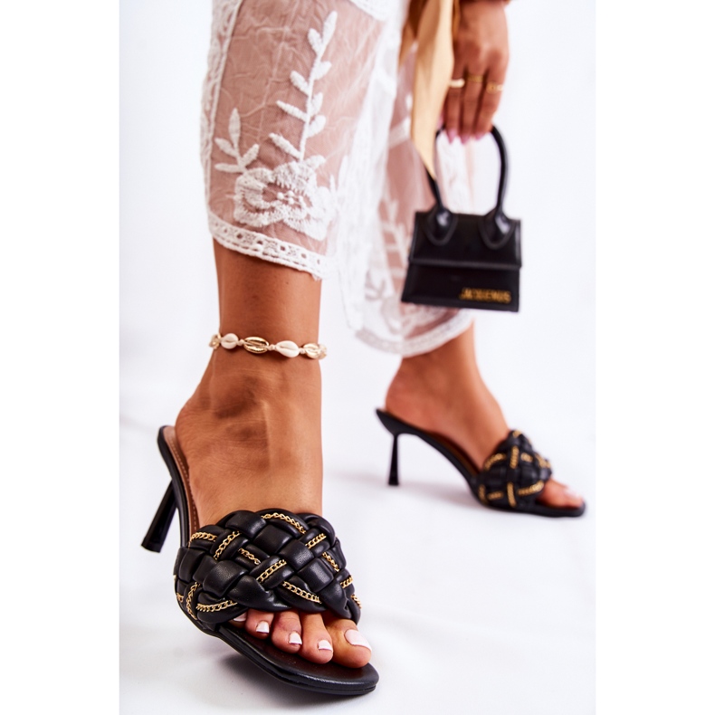 FS1 Női fekete fonott papucs Sulea 1