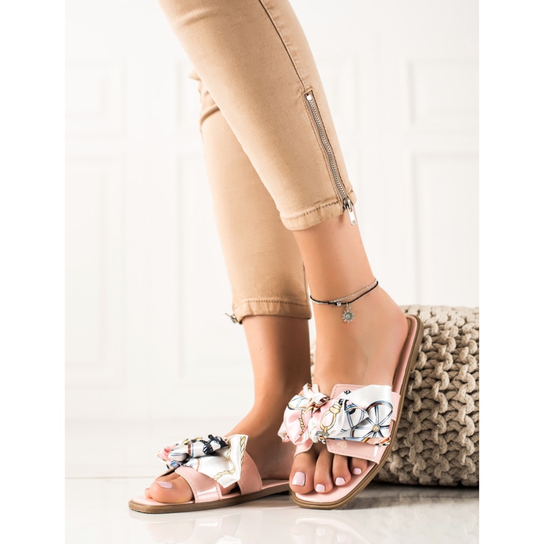 SHELOVET Papucs Dekoratív masnival rózsaszín 2