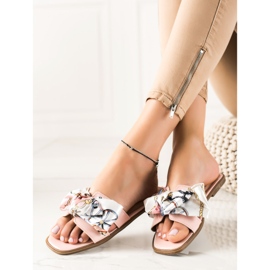 SHELOVET Papucs Dekoratív masnival rózsaszín 1