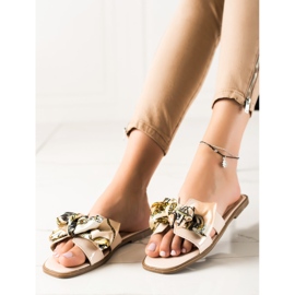 SHELOVET Papucs Dekoratív masnival bézs 1