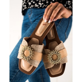 Seastar Papucs cirkónia díszítéssel bézs 2