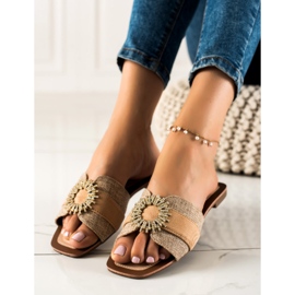 Seastar Papucs cirkónia díszítéssel bézs 1