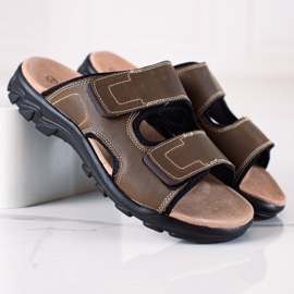 DK Bőr férfi papucs barna 1