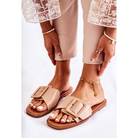 FE1 Divatos női papucs nyári cappuccinohoz Sylvia bézs 2