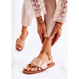 FE1 Divatos női papucs nyári cappuccinohoz Sylvia bézs 1