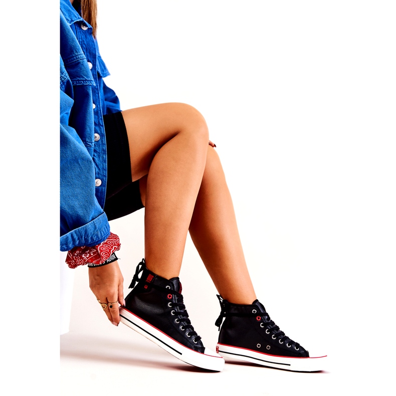 Magas bőr tornacipő Big Star JJ274131 fekete 4