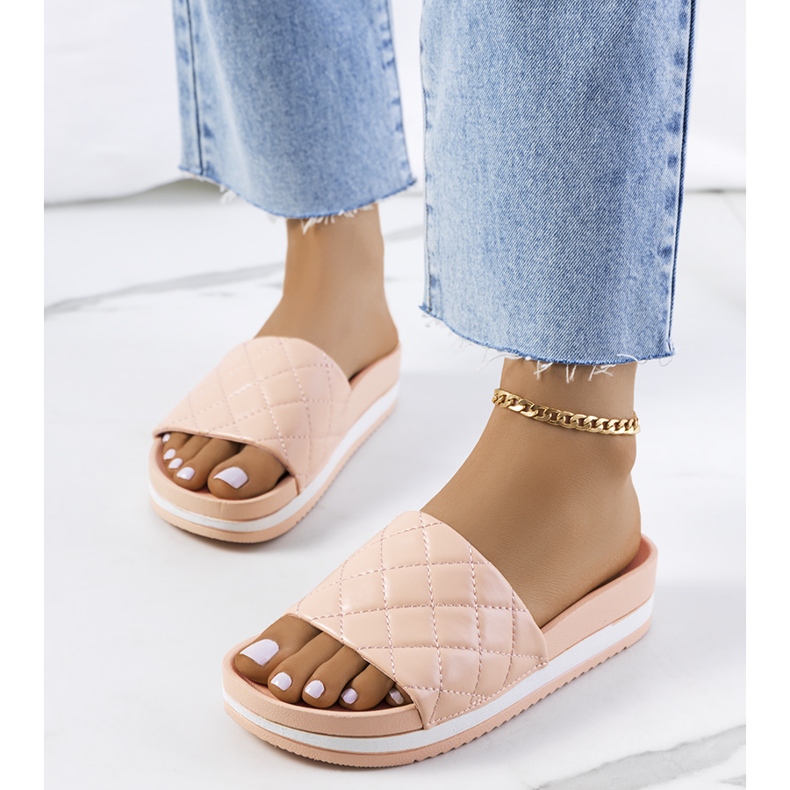 Hassell rózsaszín steppelt papucs 1