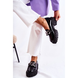 Női Brogues Loafers bőr fekete-ezüst Laura Messi 2339 2