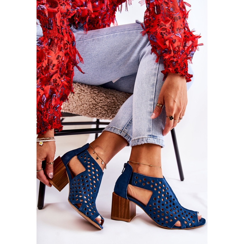 Áttört csizma oszlopon Maciejka 04593-17 Sötétkék 2