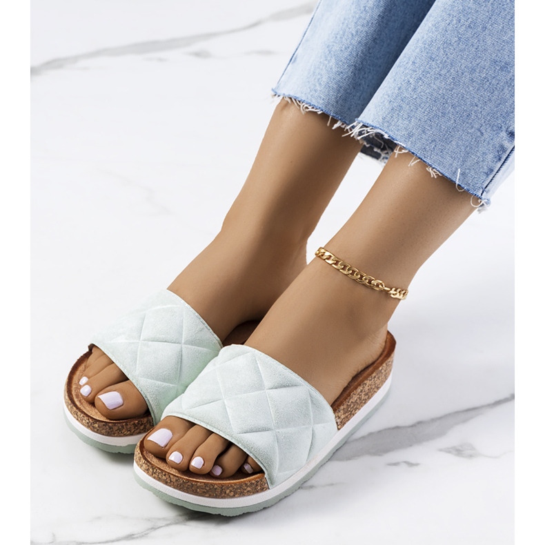 Zöld szandál a Galts parafa talpon 1