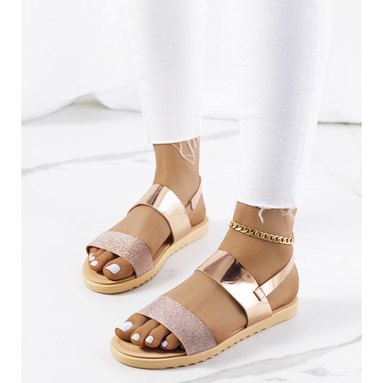 Laval női rózsaszín szandál sokszínű aranysárga 1