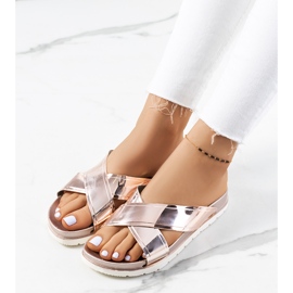 Arany színű női Nicolay papucs rózsaszín aranysárga 1