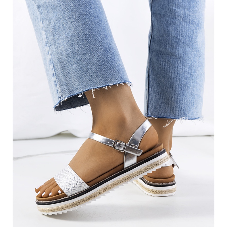 Ezüst szandál díszes Acton platformon 1