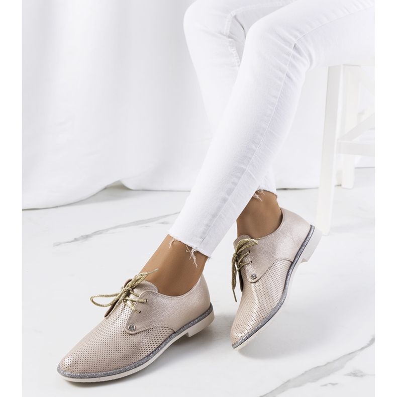 Grand Street fényes arany fűzős cipő aranysárga 1