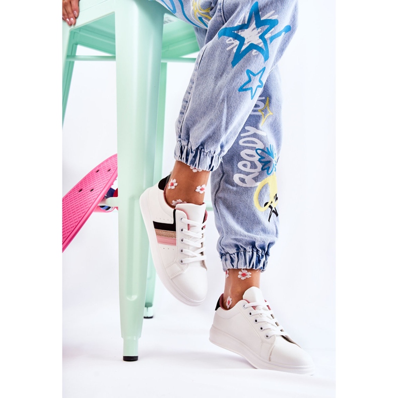 FK2 Női sportcipő fehér Renesme kötésben fekete rózsaszín aranysárga 1