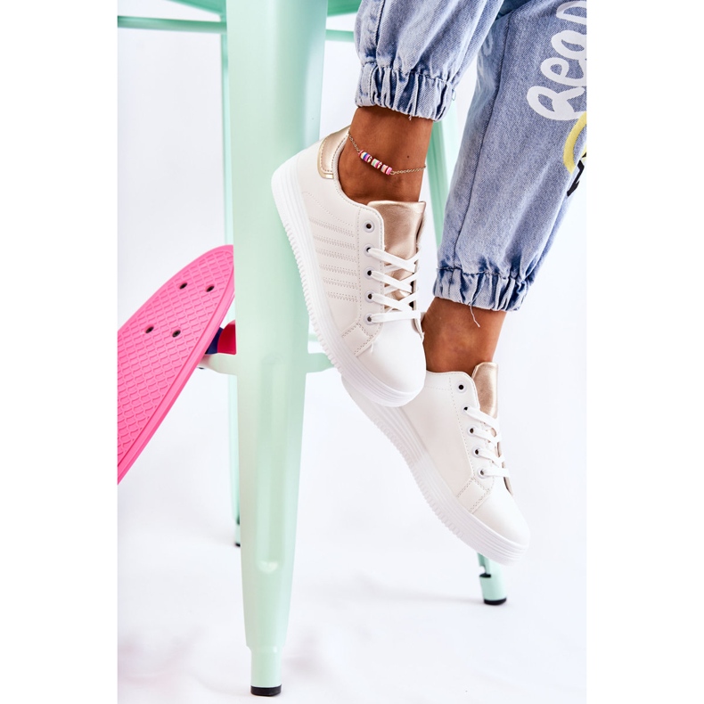 FK2 Samanta fehér női sportcipő aranysárga 1