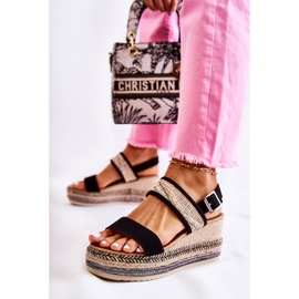 FE1 Fekete velúr ékszandál Annabel bézs 2