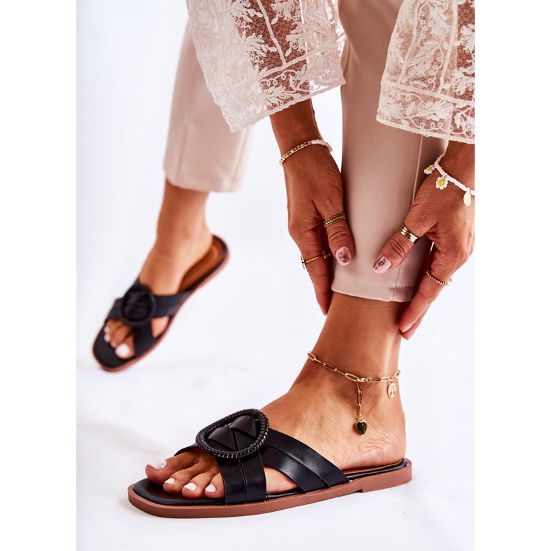 Divatos női fekete Sansa papucs 1