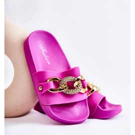 FK1 Gyerek gumipapucs dekoratív lánccal, fukszia Suzie rózsaszín 1