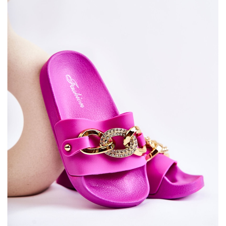 FK1 Gyerek gumipapucs dekoratív lánccal, fukszia Suzie rózsaszín 1