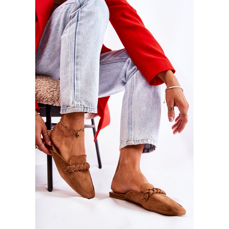 FB1 Női papucs Velúr bézs Olena barna 2