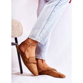 FB1 Női papucs Velúr bézs Olena barna 1