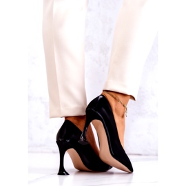 S.Barski Női szivattyúk öko-bőr fekete magas sarkú cipők színtelen 3