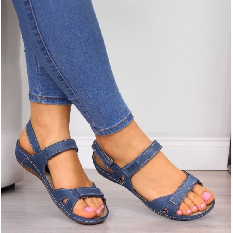 Kényelmes szandál Helios W H205A sötétkék 2