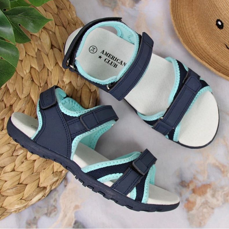 Tépőzáras szandál American Club Jr AM898B sötétkék-menta 2