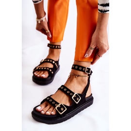 PM1 Női velúr szandál pántokkal, fekete parys 1