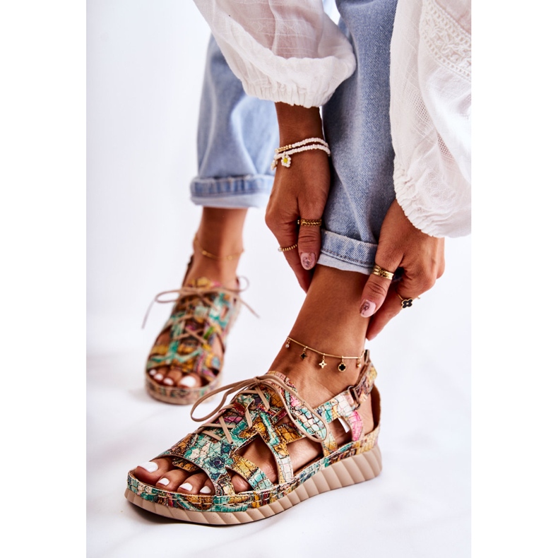 Maciejka Női bőr szandál tépőzárral 05375-09 zöld 1