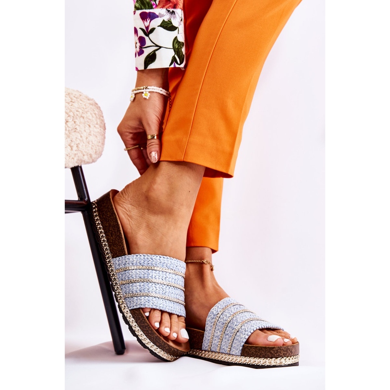 S.Barski Női klasszikus papucs lánccal, kék Maddy 1 S.Barski Női klasszikus papucs lánccal, kék Maddy 1