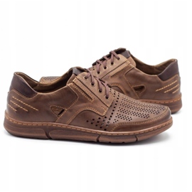Polbut Férfi J55-ös alkalmi cipő nyárira, barna 4