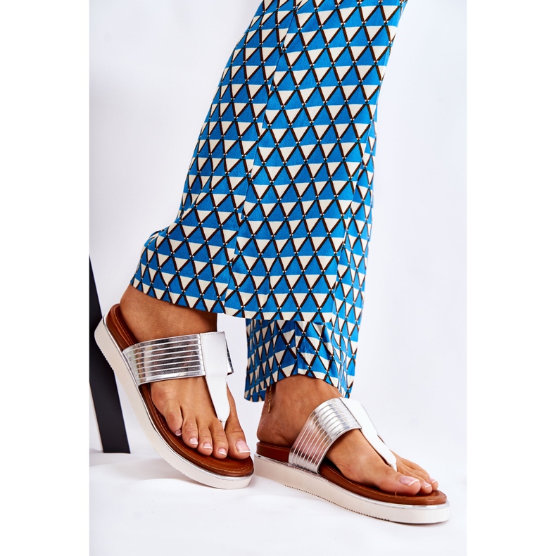 Női szandálok, fehér és ezüst Morissa 1