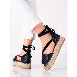 SHELOVET Kötve Espadrilles A Platformon fekete 1