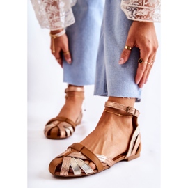 Bőr női szandál Maciejka 01924-32 arany-barna 2