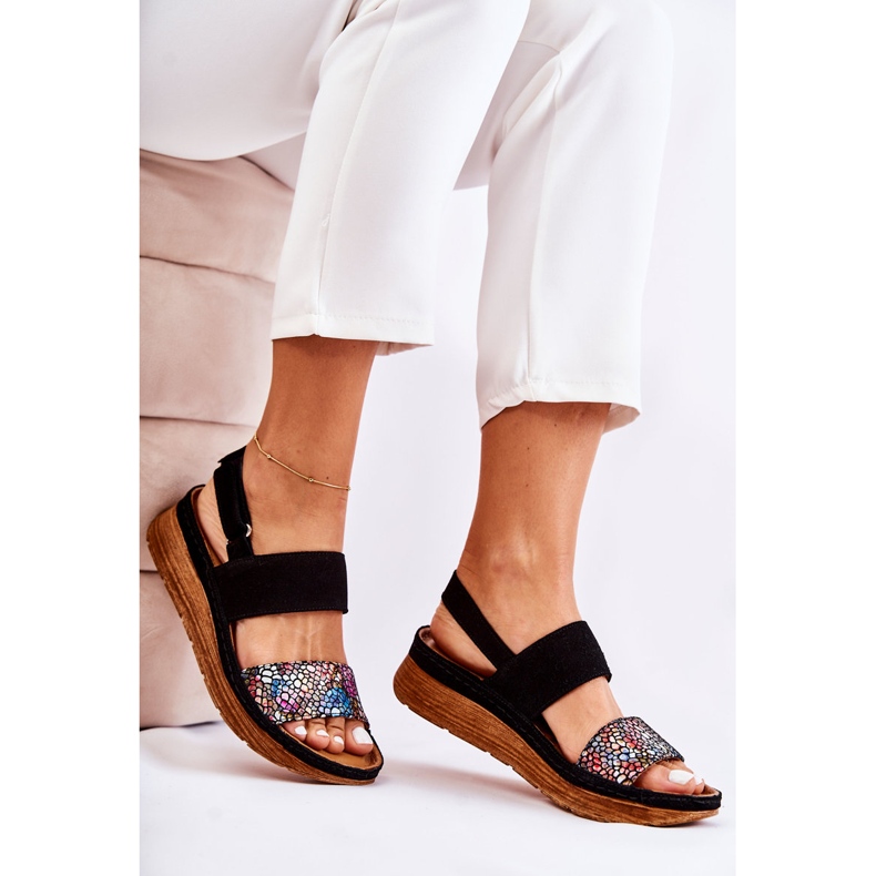 Bőr női szandál Maciejka 04142-20 Fekete sokszínű 2