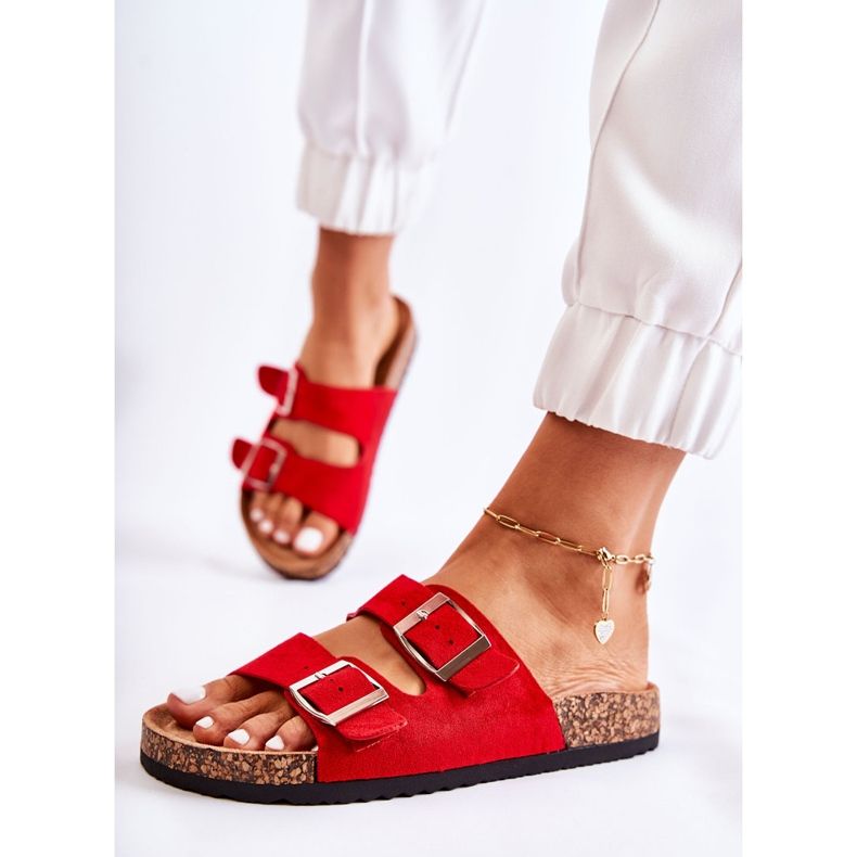 Női piros Misandei Slip On Papucs 2