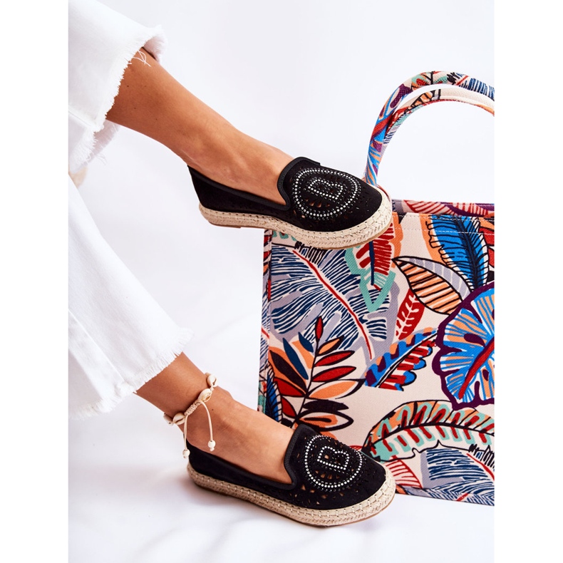 S.Barski Meredith fekete áttört, felbújós női espadrillák 2 S.Barski Meredith fekete áttört, felbújós női espadrillák 2