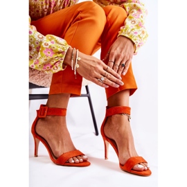 Női velúr szandál narancssárga Marconi sarkon 2