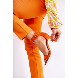 Női velúr szandál narancssárga Marconi sarkon 1