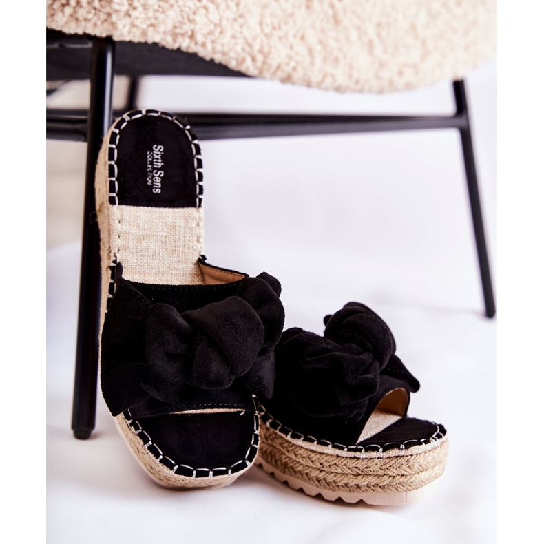 PG2 Női papucs ékkel, masnival, fekete Tayla 1