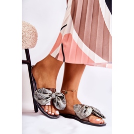 Női gumipapucs masnival, fekete-szürke Meriden 2