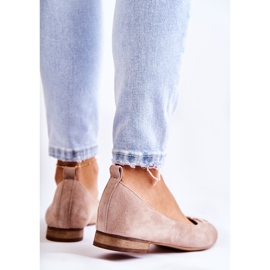 Női velúr balerinák Nicole 2746 bézs díszítéssel 2