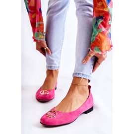 Női velúr balerinák Nicole díszítéssel 2746 fukszia rózsaszín 1