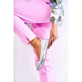 Női bőr balerinák kristályokkal Nicole 2749 fehér-kék 1