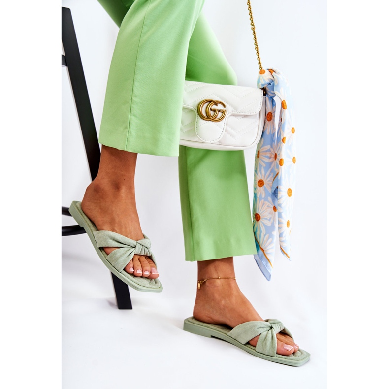 Divatos női velúr zöld Lorrie papucs 2