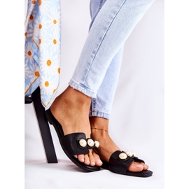 PG1 Női fekete Tacoma papucs dekoratív gyöngyökkel 2