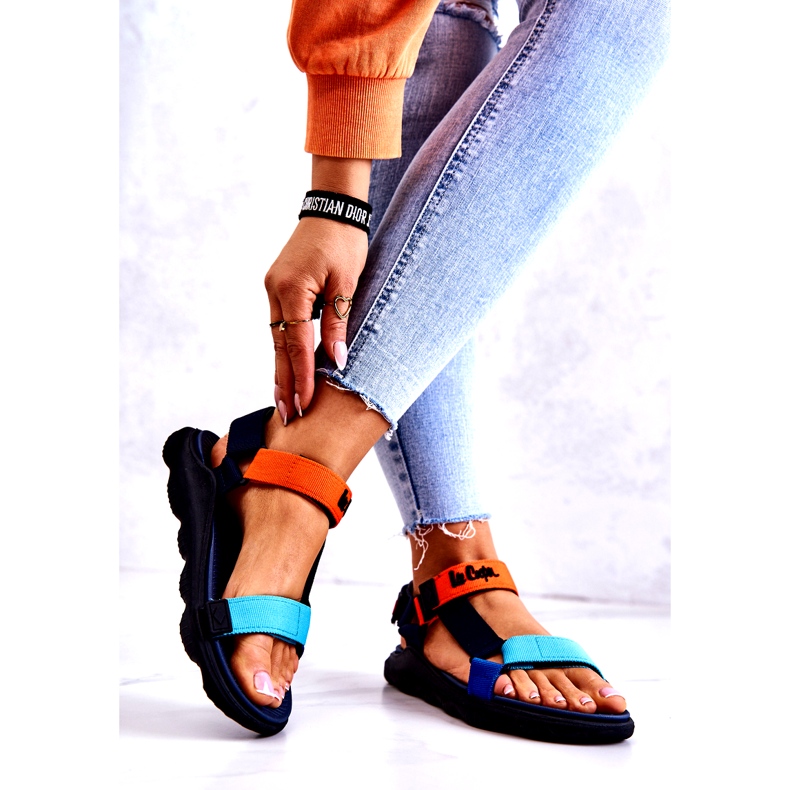 Női sportszandál Lee Cooper LCW-22-34-0953L Multicolor sötétkék narancssárga sokszínű 2